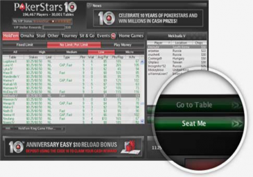 Seat Me pokerstars