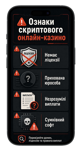 Ознаки скриптового онлайн-казино без української ліцензії та правил виплат