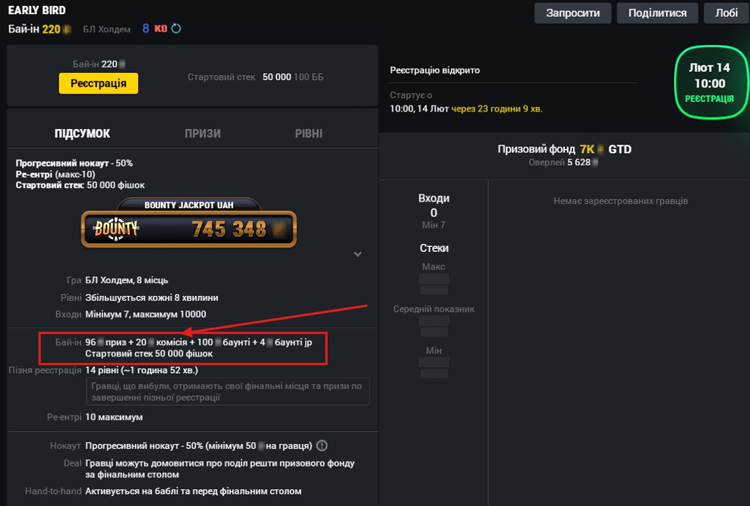 Рейк в турнірі